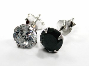 シルバーピアス キュービックジルコニア 6mm スタッドピアス【シルバー925】（シルバーピアス/片耳メンズピアス/メンズアクセサリー）