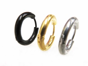 選べる3色　フープピアス　シンプル丸型　外径18mm/リングピアスサージカルステンレス/片耳売り /メンズアクセサリー/レディースアクセ・