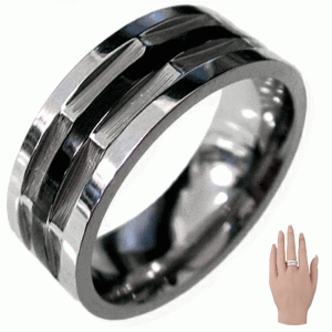 リング 指輪  ブラックライン ダイヤカット ステンレスリング  