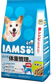 【マースジャパン】アイムス　成犬用　体重管理用　チキン　中粒　２．６ｋｇｘ４個（ケース販売）