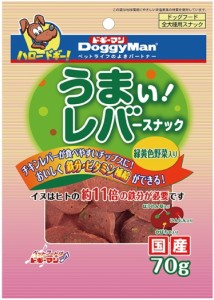 【ドギーマンハヤシ】うまい！レバースナック　緑黄色野菜入り　７０ｇｘ７２個（ケース販売）