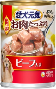 【ユニチャーム】愛犬元気缶　角切りビーフ入り　３７５ｇｘ２４個（ケース販売）