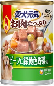 【ユニチャーム】愛犬元気缶　角切りビーフ・緑黄色野菜入り　３７５ｇｘ２４個（ケース販売）