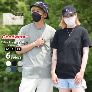 メール便送料無料 Goodwear グッドウェア ポケットTシャツ 半袖 メンズ レディース 7ozヘビーウェイト無地ポケットT USAコットン 2W7-250