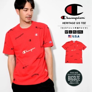 メール便送料無料 チャンピオン Champion Tシャツ メンズ ロゴプリント 総柄 おしゃれ アメカジ ブランド T1919S 586404 USA企画