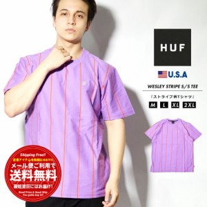 【メール便送料無料】HUF ハフ Tシャツ メンズ 半袖 ブランド USAモデル WESLEY STRIPE S/S KNIT TOP パープル KN00296
