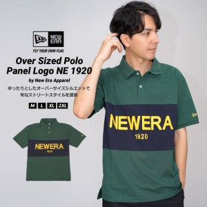 メール便送料無料 NEW ERA ニューエラ オーバーサイズ ポロシャツ 半袖 Panel Logo NEW ERA 1920 ダークグリーン 13516809