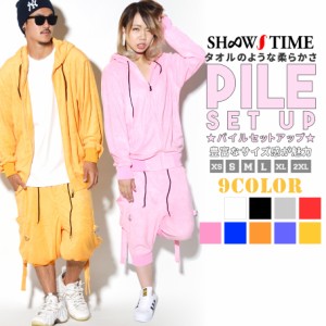 SHOOWTIME ショータイム セットアップ メンズ レディース パイル生地 パーカー ハーフパンツ 上下セット ストリート系 ダンス スポーツ 