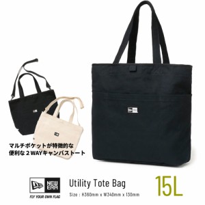 NEW ERA ニューエラ ユーティリティ キャンバストートバッグ 15L ボックスロゴ ブランド メンズ レディース 2WAY 帆布 A4 縦型 大きめ カ