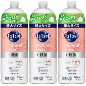 キュキュット Ｎａｔｕｒａｌ Ｄａｙｓ＋除菌 ワイルドフラワー＆ハーブの香り つめかえ用 700ml【3個セット】(4901301418685-3)