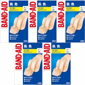 バンドエイド４サイズ 25枚(Mサイズ9枚、ワイドサイズ2枚、パッチサイズ2枚、SSサイズ12枚)【5個セット】【メール便】(4901730230209-5)