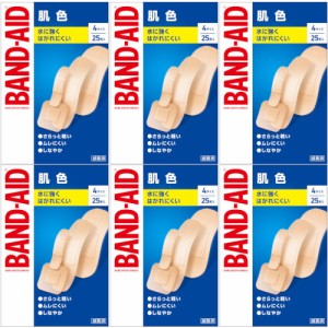 バンドエイド４サイズ 25枚(Mサイズ9枚、ワイドサイズ2枚、パッチサイズ2枚、SSサイズ12枚)【6個セット】【メール便】(4901730230209-6)