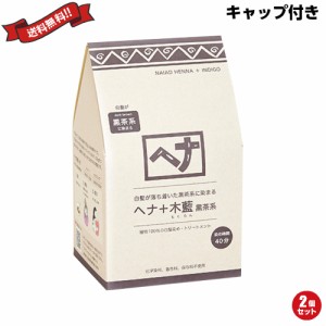 ナイアード ヘナ+木藍 黒茶系 徳用400g ２個セット トリートメントキャップ付き