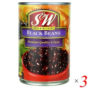【ポイント倍々！最大+7%】黒豆 缶詰 ブラックビーンズ S&W ブラックビーンズ 425g 3個セット
