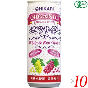 光食品 サイダー 炭酸ジュース ヒカリ オーガニックぶどうサイダー＋レモン 250ml 10本セット