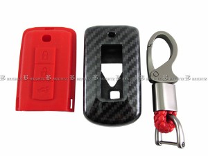 BRIGHTZ eKカスタム B11W カーボン調スマートキーケース 赤 KEY−CASE−041