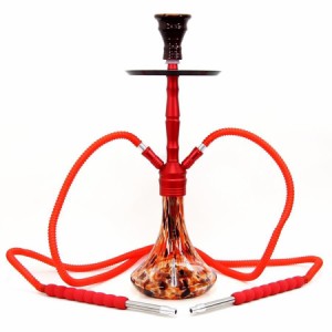 シーシャ 本体 パイプ LED付き ダブルホースシーシャパイプ レッド 49cm 水タバコ 2ホース Hookah shisha 送料無料