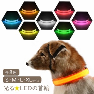 犬 首輪 光る LED ペット 夜間 散歩 事故防止 安全 メール便送料無料 即納