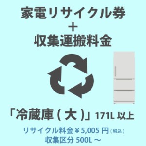 家電リサイクル券「2-E 冷蔵庫・冷凍庫(大)」171L以上 5005円 + 収集運搬費「収集区分D 500L〜」　500L以上の冷蔵庫/冷凍庫