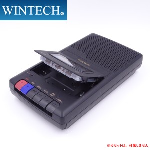 ハンドル付き テープレコーダー HCT-03 ブラック カセットテープの録音・再生ができる 大きくて見やすい日本語表示 WINTECH/ウィンテック