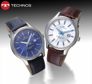 TECHNOS テクノス メンズ 腕時計 10気圧防水 アナログ クォーツ 3針 カレンダー 革バンド T4689SN T4689SS 【激安】 【SALE】