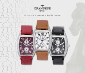GRANDEUR PLUS＋ グランドールプラス 腕時計 メンズ トノー型 ウォッチ ブライドルレザー 革ベルト GRP006 【激安】 【SALE】