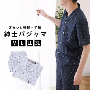 パジャマ 男性 夏 紳士 半袖M L LL 3L 大きいサイズ ポケットあり 贈り物 ルームウェア メンズ 綿100％ 敬老の日 誕生日