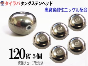 タングステン (無塗装 120g 5個) 【商品一覧】 120グラム シルバー タイラバ ヘッド 鯛ラバ シンカー 保護チューブ付 保護チューブ装着済