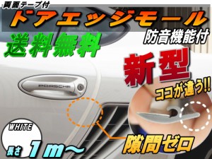 シリコン ドアモール (h型) 白 【メール便 送料無料】ホワイト 長さ１ｍ  (100cm)  新型 汎用エッジガード 3M両面テープ貼付済 サイドド