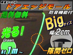 シリコン ドアモール (Ｔ型) 緑 【メール便 送料無料】グリーン 蓄光タイプ 長さ１ｍ  (100cm)  新型 汎用エッジガード 3M両面テープ貼付