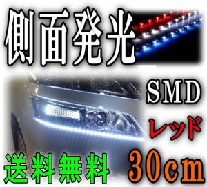 側面 (30cm) 赤 【メール便 送料無料】 側面発光LEDテープ レッド 5050 SMD 切断可能 カット可能 防水 汎用 曲面対応 アイライン LEDテー