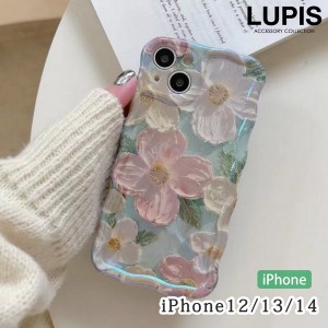 iPhoneケース iPhone12 iPhone13 iPhone14 フラワー ウェーブ かわいい ガーリー 華やか 韓国 韓国っぽ 激安 LUPIS ルピス