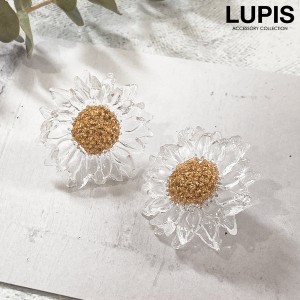 サンフラワークリアピアス【ピアス レディース 透明 クリア フラワー アクリル スルー 可愛い 大人 激安 lupis ルピス】