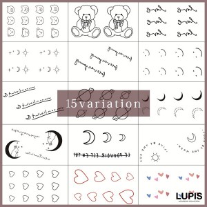 タトゥーシール ハート 文字 メッセージ くま スマイル 筆記体 ラブ ロゴ うさぎ ムーン 月 惑星 韓国 韓国っぽ かわいい 線画 LUPIS ル