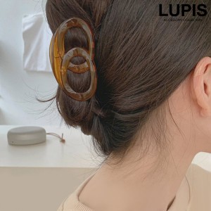 バンスクリップ ヘアクリップ ヘアアクセサリー ツインオーバル ブラウン シンプル オフィス 学校 激安 LUPIS ルピス