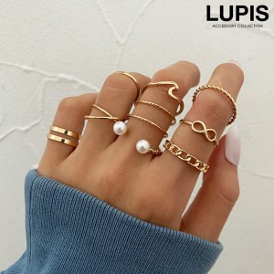 指輪 リング  レディース セットリング リングセット セット シンプル パール ゴールド シルバー フリー lupis ルピス 激安