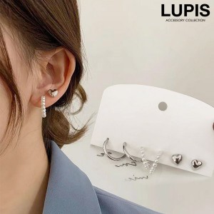 ピアス セットピアス セット フープピアス パール メタル ハート シンプル かわいい ガーリー 上品 シルバー 激安 lupis ルピス