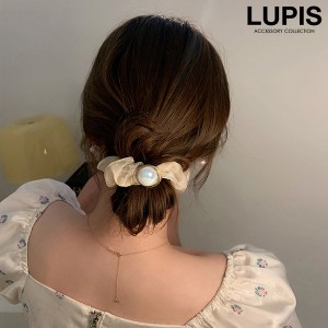 シュシュ ヘアアクセサリー ヘアゴム オーガンジー パール オーロラ シアー 上品 華やか エレガント かわいい 春 夏 韓国 LUPIS ルピス 