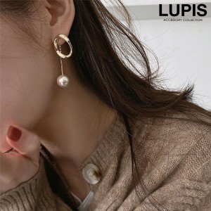 ピアス レディース メタル チェーン パール バックキャッチ 上品 華やか カジュアル きれいめ 韓国 激安 lupis ルピス