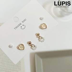 ピアス レディース セット パール ハート シンプル 小ぶり 上品 華やか かわいい ガーリー  lupis ルピス 激安