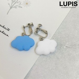 イヤリング くも 雲 もこもこ かわいい ガーリー バイカラー 爽やか ユニーク  lupis ルピス 激安