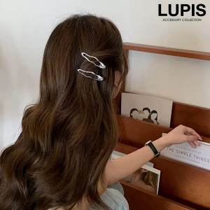 ヘアクリップ ヘアアクセサリー メタル ウェーブ ニュアンス 変形 こなれ感 おしゃれ シルバー 激安 LUPIS ルピス