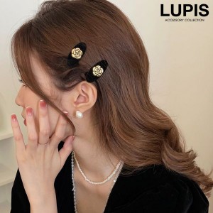 ヘアクリップ ヘアアクセサリー フラワー アンティーク調 ベロア 秋冬 上品 エレガント シンプル 大人レディ クラシカル レトロ ガーリー