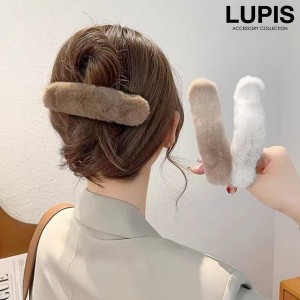 ヘアアクセサリー ヘアクリップ ファー ふわふわ もこもこ 秋冬 シンプル 上品 かわいい おしゃれ 簡単 まとめ髪 激安 LUPIS ルピス