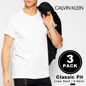 カルバンクライン 下着 メンズ Calvin Klein Tシャツ 男性用下着 3枚組 コットン クルーネック Vネック 半袖 アンダーウェア