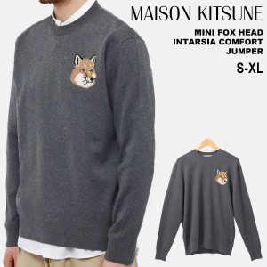 メゾンキツネ セーター プルオーバー メンズ レディース MAISON KITSUNE MINI FOX HEAD INTARSIA COMFORT JUMPER 秋 冬 グレー