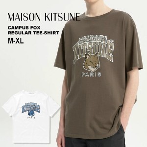 メゾンキツネ Tシャツ メンズ 半袖 MAISON KITSUNE プリント ラウンドネック 丸襟 FOX コットン