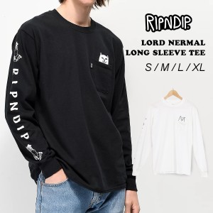 リップンディップ RIPNDIP 長袖 Tシャツ ロンT ユニセックス コットン100% ポケット クルーネック ネコ アイコン