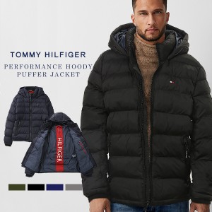 トミーヒルフィガー TOMMY HILFIGER ダウンジャケット メンズ 中綿 ブルゾン アウター フード 軽い 暖かい 防寒 撥水 黒 ブラック 158AN5