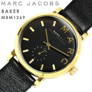 MARC BY MARC JACOBS マークバイマークジェイコブス 腕時計 Baker ベイカー ブラック ゴールド レザーベルト 牛革 おしゃれ MBM1269